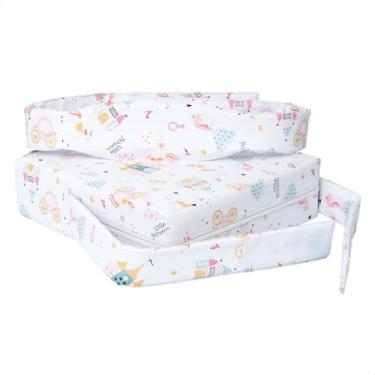 Imagem de Almofada Infantil Assento Elevação De Cadeira Para Alimentação Atividades Impermeável Quadrada Estampada Com Cinto De Segurança (Princesas)