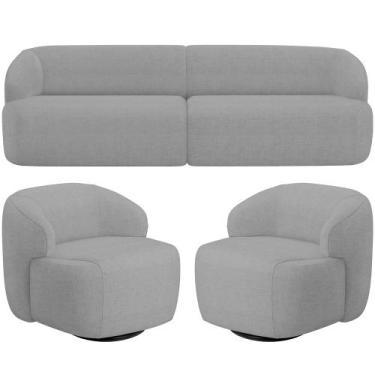 Imagem de Sofá 3 Lugares Curvo Orgânico com 02 Poltronas Para Sala Living 250cm 