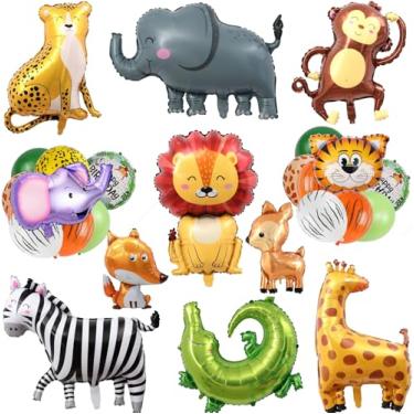 Imagem de 30PCS Jungle Safari Animal Balloon Mylar Aluminum Foil Jungle Theme Party Balloons for Zoo Baby Shower Birthday Party Decorations (Jungle Animal 03)