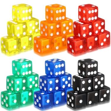 Imagem de Seenelling 36 Piece 19 mm Casino Style Craps Dice Sets Acrylic and Translucent D6 Dice, Square W/Rounded Edge for Casino, Craps, Table Games and Board Games (Fashion Color)