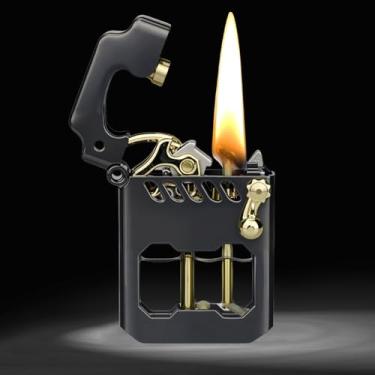 Imagem de Isqueiro de trincheira vintage, isqueiros incockol de metal, isqueiro de querosene, isqueiros de cobre à prova de vento com tanque de óleo transparente para homens, pai e marido (combustível não