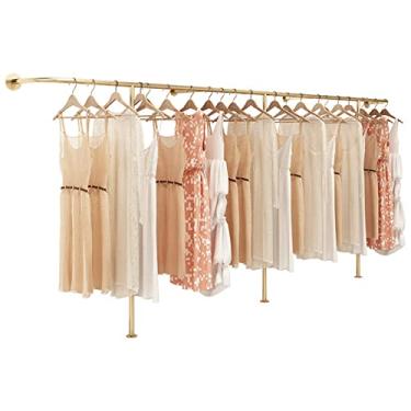 Imagem de CHBGLNTY Prateleira criativa para exibição de roupa montada na parede, moderna e simples, para lojas de retalho, prateleira para roupa de pé, prateleira de armazenamento de roupa de metal resistente