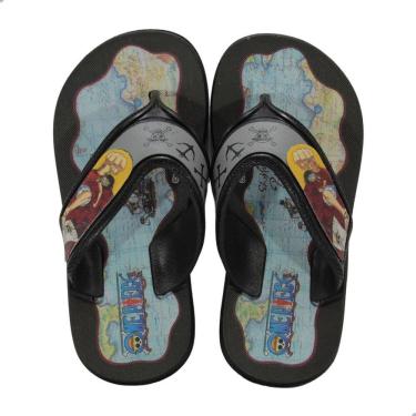 Imagem de Chinelo Infantil Menino Grendene Kids One Piece Explorer Preto Cinza e Azul