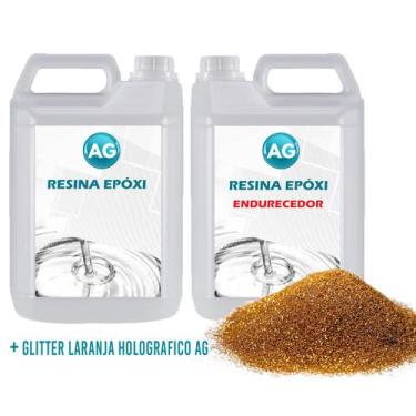 Imagem de Resina Epóxi 1KG + Glitter Laranja  Holografico AG - Resinas ag