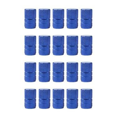 Imagem de Senzeal 20 peças tampas de haste de válvula de pneu tampas de válvula de pneu de alumínio tampas de ar redondas tampas de haste universal para carro caminhão SUV motocicleta bicicleta (azul)
