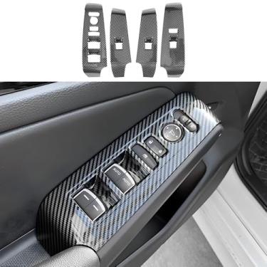 Imagem de LUNQIN Painel de proteção de interruptor de elevação de janela elétrica para Honda Civic de 11ª geração 2022 2023 2024 2025 acessórios de decoração de interiores automotivos kit de estilo de fibra de