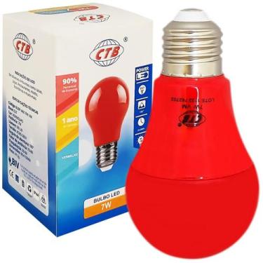 Imagem de Lâmpada Bulbo Led A60 7W Bivolt Cor Vermelha E27 - CTB, 110v/220v