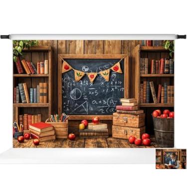 Imagem de Kate Back to School Blackboard Bookshelf Wood Backdrop Photo Background Studio Props, 3 x 2 m