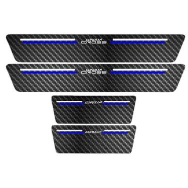 Imagem de Kit Soleira Protetora Porta Premium Blue Fibra Corolla Cross - Jhow Ad