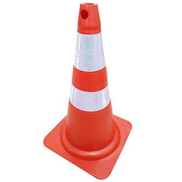 Imagem de Cone de Sinalização e Segurança, Laranja e Branco, Plastcor, Zebrado, 75 cm
