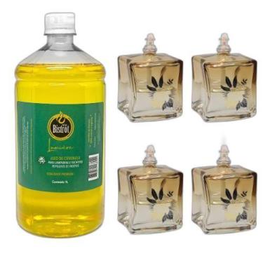 Imagem de Kit 4 Lamparinas Decorativa Quatro Estações+ 1L De Citronela - Velas b