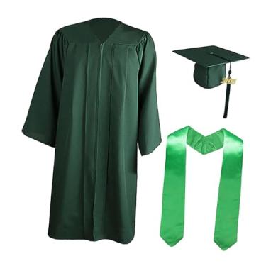 Imagem de YIJU Conjunto de vestido de formatura Vestido acadêmico para cerimônias de formatura de clube Ensino médio, Verde