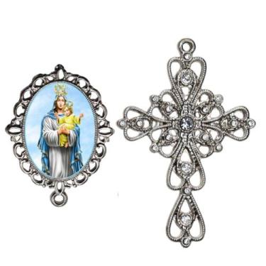 Imagem de Crucifixo Arabesco Terço de Noiva Relicario Nossa Senhora D'Ajuda Peça