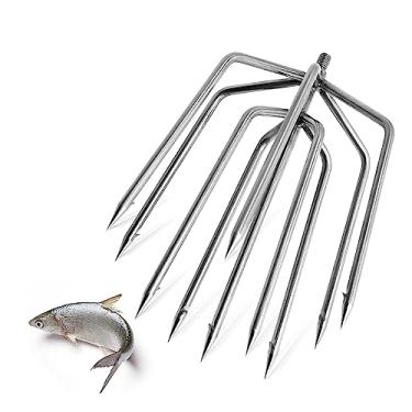 Imagem de EATAKWARD Arpão de pesca de 11 pinos, gancho de garfo de arpão de pesca de aço inoxidável com parafuso de 8 mm, para pegar peixes sapos no lago do rio etc. Capaz para vara de pesca