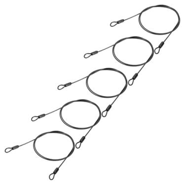 Imagem de PATIKIL Cabo de aço inoxidável revestido de vinil de 1/20.3 cm de diâmetro com laços, 5 peças de corda de fio flexível de 1,2 m (119,4 cm) Cadeado de corrente de segurança para iluminação de palco ao