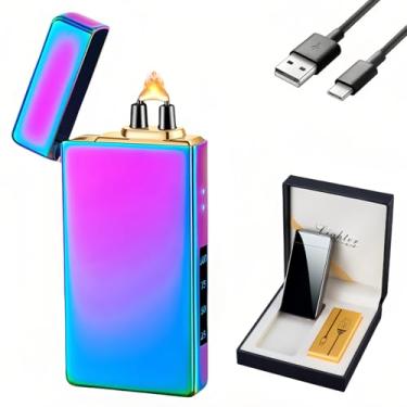 Imagem de NINSI Isqueiro elétrico inteligente, isqueiro de arco de plasma de pulso de alta potência com 4 modos de ignição, isqueiros eletrônicos à prova de vento, isqueiros USB recarregáveis com trava de