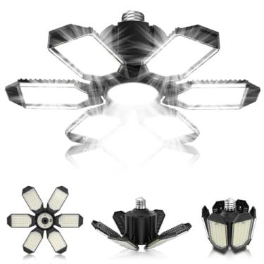 Imagem de POLARPRA Lâmpadas De Garagem - Luzes Led Parafusáveis Em Soquete Com 6 Painéis Deformáveis 6500K Luminária Para Porão Base E26 Loja Oficina Armazém Sótão Pacote 4