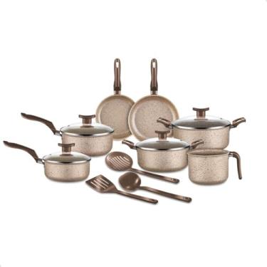 Imagem de Jogo De Panelas 10 Peças Antiaderente Tampa De Vidro Teflon