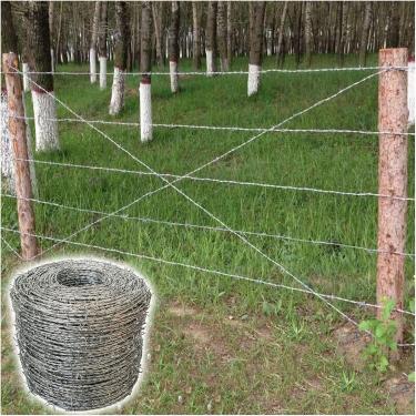 Imagem de Rolo De Cerca De Arame Farpado, Malha De Arame Galvanizado Para Artesanato De Barb Ao Ar Livre, Proteção De Varanda De Jardim Para Cercas De Artesanato & Dissuasor De Bichos, Silver, 2.3mm-10m