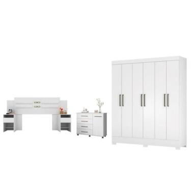 Imagem de Conjunto Quarto de Casal Completo Virgina Branco - CASA H