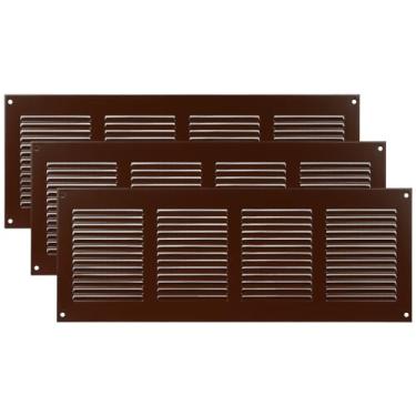 Imagem de Vent Systems 40,6 cm x 15,5 cm Capa de ventilação marrom Grelha de retorno de ar de metal com tela de proteção de pragas embutida Capa de ventilação HVAC para melhoria da casa capa de duto de