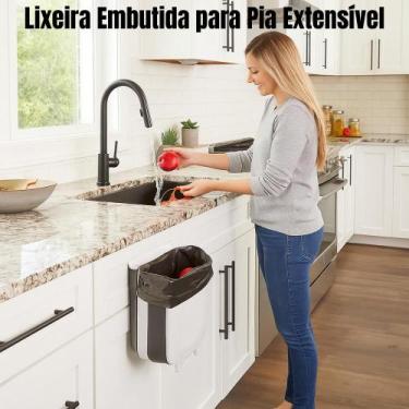 Imagem de Lixeira Embutida na Pia de Cozinha com Porta-Saco de Lixo Retrátil - L
