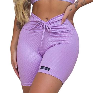 Imagem de Short Levanta Bumbum Cirre Academia Feminino - CR FITNESS, Lilás, P, S