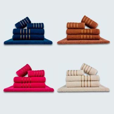 Imagem de Jogo De Toalhas 20 Ps Coleo Montreal 100% Algodo Az+mr+rs+bg - Toalhas