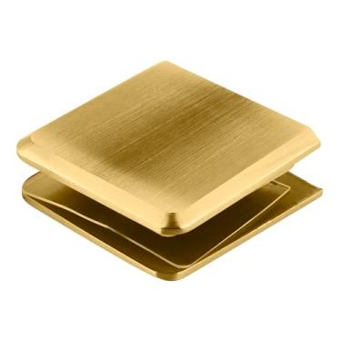 Imagem de Grampo de vidro resistente para montagem na parede estilo buraco em vidro chanfrado CRL, 2" (51 mm) Wide x 2" (51 mm) High, Satin Brass