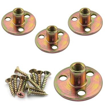Imagem de DGHAOP 4 peças de placa de montagem de móveis M8 porca de placa de ferro cilíndrica de três furos para pernas de móveis