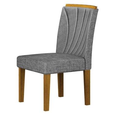Imagem de Cadeira Para Mesa De Jantar Lorena Plus Mdf Freijó Linho Cinza - Leifer Móveis