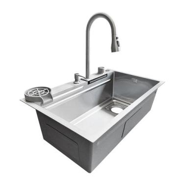 Imagem de Cuba de Cozinha Smart Prata Aço Inox com Torneira e Cascata - RENO