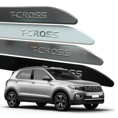 Imagem de Friso Lateral para T-cross 2019 a 2025 Escrita Cromada Alto Relevo (FACÃO, PRETO NINJA)