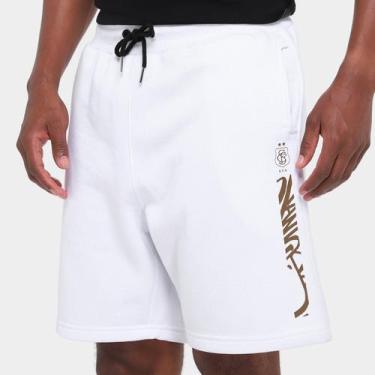 Imagem de Bermuda de Moletom Santos Futebol Arte Masculina - WANTED, Branco, P
