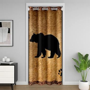 Imagem de Feelyou Cortina de porta de armário de urso de cabine, cortina de porta de couro bovino para privacidade, urso, vida selvagem, portas, janelas, decoração de quarto feminino, masculino, animais de