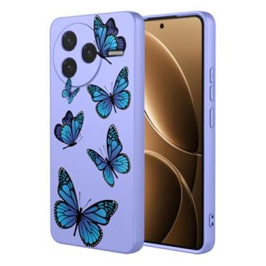 Imagem de HTXWXJC Capa de telefone para Redmi K80, capa para Xiaomi Poco F7 Pro, à prova de choque, flexível, amortecedor, capas macias de TPU, capa com estampa de borboleta para Redmi K80, borboleta roxa