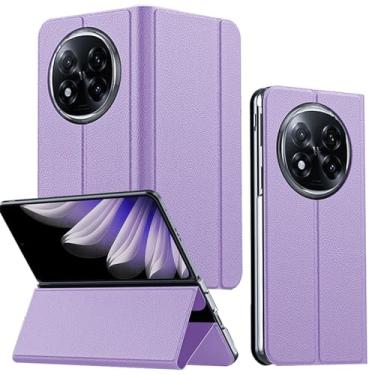 Imagem de YQODSZ Capa flip para Oppo Find N5, capa flip clássica de couro PU [fecho magnético] [protetor de câmera] [proteção de dobradiça] capa protetora rígida de policarbonato fina cobertura total para Oppo