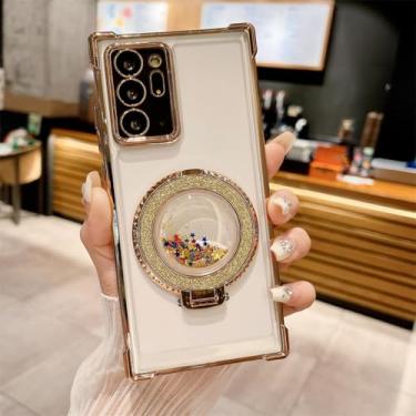 Imagem de MVVKKY para Samsung S24 Plus Quicksand Bracket Case Airbag Plating Cover (para Samsung S24 Plus/Ouro)