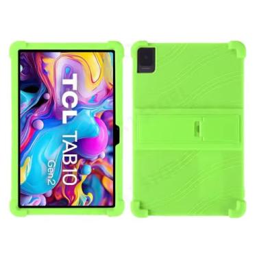 Imagem de Capa de silicone Thicken Cornors com suporte para TCL Tab 10 Gen 2 Case 8496G 10,4 polegadas Tablet PC protetor macio à prova de choque (verde)