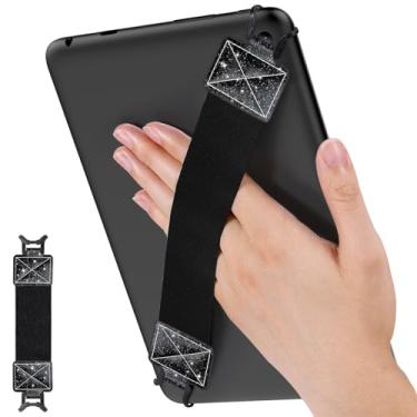 Imagem de MoKo Alça de mão de segurança para tablet de 9 a 11 polegadas, iPad/iPad Pro/iPad Air/Kindle Fire HD/Samsung, preta com alça de mão versátil de alta elasticidade, suporte leve para os dedos, preto