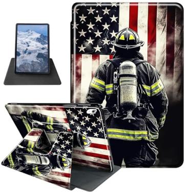 Imagem de Capa para iPad 10ª geração 10,9 polegadas 2022 tema Fire-Fighter suporte giratório 360 graus capa protetora com hibernar/despertar automático para iPad 10th 2022 Tablet