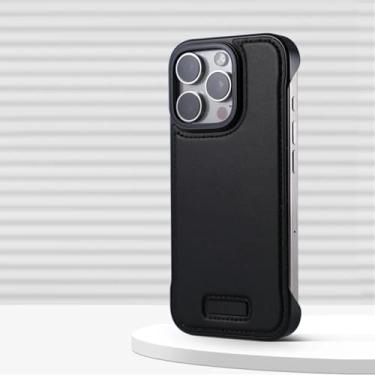 Imagem de HPQWN Capa fina de couro para iPhone 14Pro Max, capa antiqueda de luxo, sem moldura, leve (preta para iPhone 14Pro Max/WB SP)