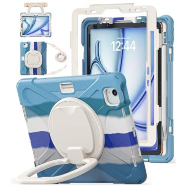 Imagem de BATYUE Capa para iPad Air 11 polegadas M3 (2025)/M2 (2024), iPad Air 5ª/4ª 11 polegadas (2022/2020), iPad Pro 11 polegadas, 4ª/3ª/2ª/1ª, capa infantil com suporte giratório de 360°, suporte para