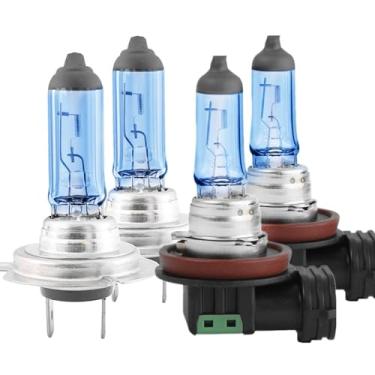 Imagem de Substituição de lâmpada de farol de halogênio para Ford Fusion 2006 2007 2008 2009 2010 2011 2012 2013 2014 2015 2016 2017 2018 2019, farol alto H7, farol baixo H11, 6000 0K, branco 12 0% de brilho