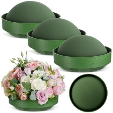 Imagem de Frienda 4 peças de blocos de espuma floral meia bola com tigela redonda floral seca espuma verde artesanato para arranjo de flores artificiais aniversário festa de casamento (19 x 9,5 cm)