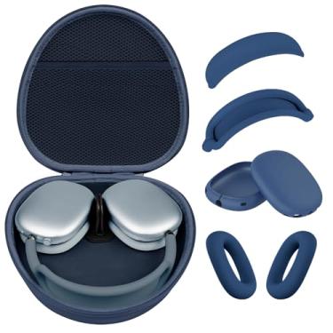 Imagem de Capa rígida para AirPods Max suporta modo de hibernação, capa de fone de ouvido para transporte de viagem com AirPods Max, capa de silicone para fones de ouvido/faixa de cabeça, bolsa protetora