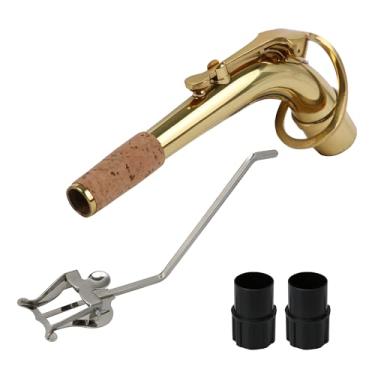 Imagem de Yibuy Gola curva de cotovelo alto de latão com plugue de extremidade de sax e suporte de fixação de faixa