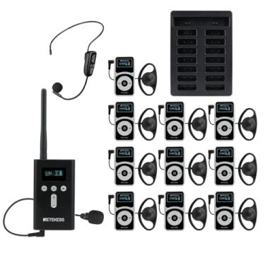 Imagem de Retekess Sistema De Guia Turístico T130P (3ª Geração T130), Redução Ruído Aprimorada, Fones Ouvido Sem Fio, Dispositivo Tradução Longa Espera 36 Horas Para Igreja, Fábrica (1 Transmissor E 10 Recept