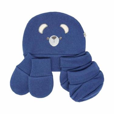 Imagem de Kit Touca Bordada, Luvas ,e Sapatinhos Baby Joy, Urso marinho
