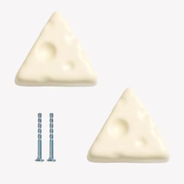 Imagem de LEXDECO Puxadores decorativos de armário de cunha de queijo, cerâmica, creme e prata, forma triangular, puxadores de utensílios de cozinha, 2 peças